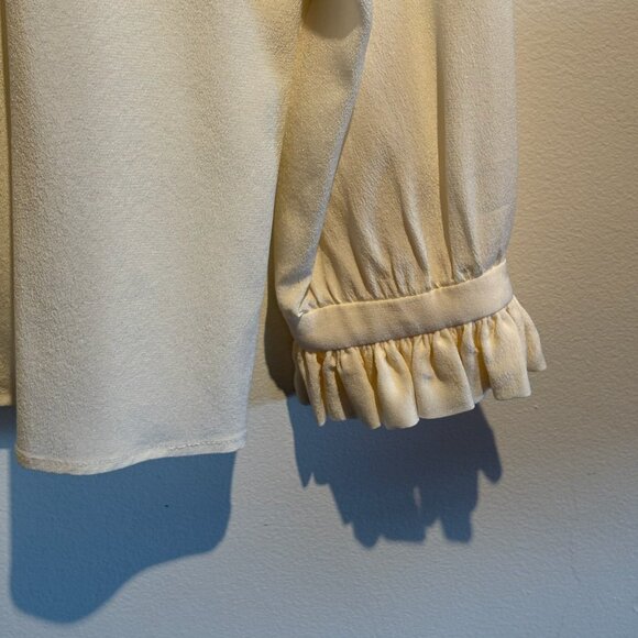 Yves Saint Lauren - Cream Long Sleeve Button Down Shirt with Ruffles - Picture 5 of 5
